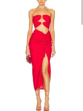 CULT GAIA Red Donna Strapless Cutout Midi Dress - NWOT